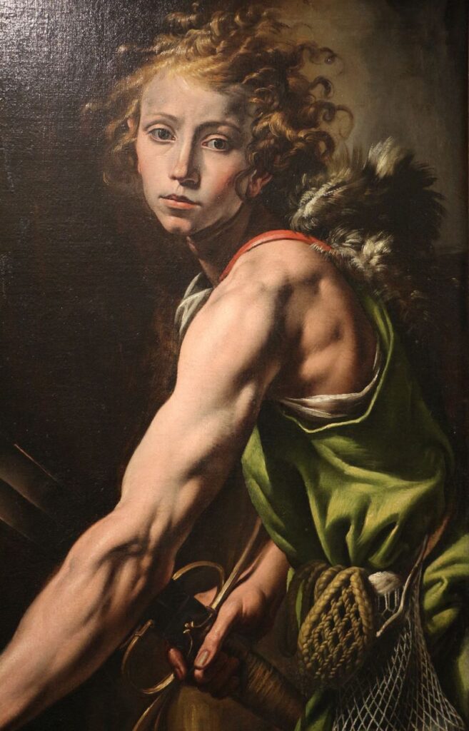 Dettaglio del dipinto “Davide e Golia” di Tanzio da Varallo (circa 1625), opera nel pubblico dominio.